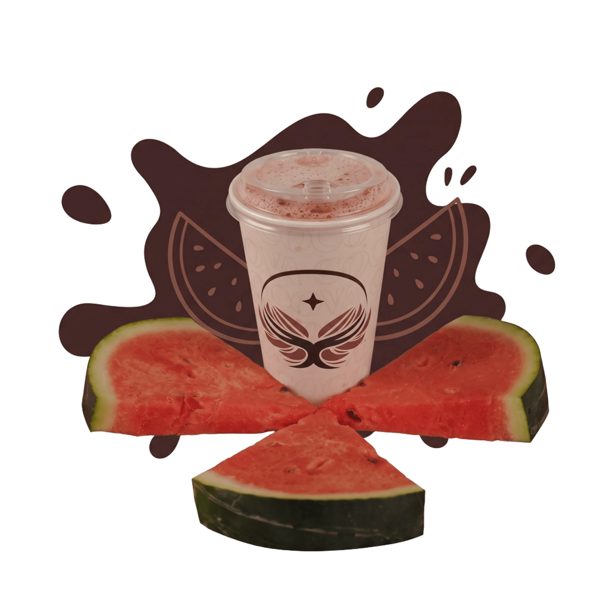 Fresh watermelon juice served with crisp watermelon slices