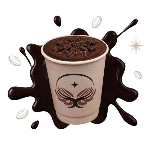 Dark Ferrero shake crowned with halved praline and chocolate drops