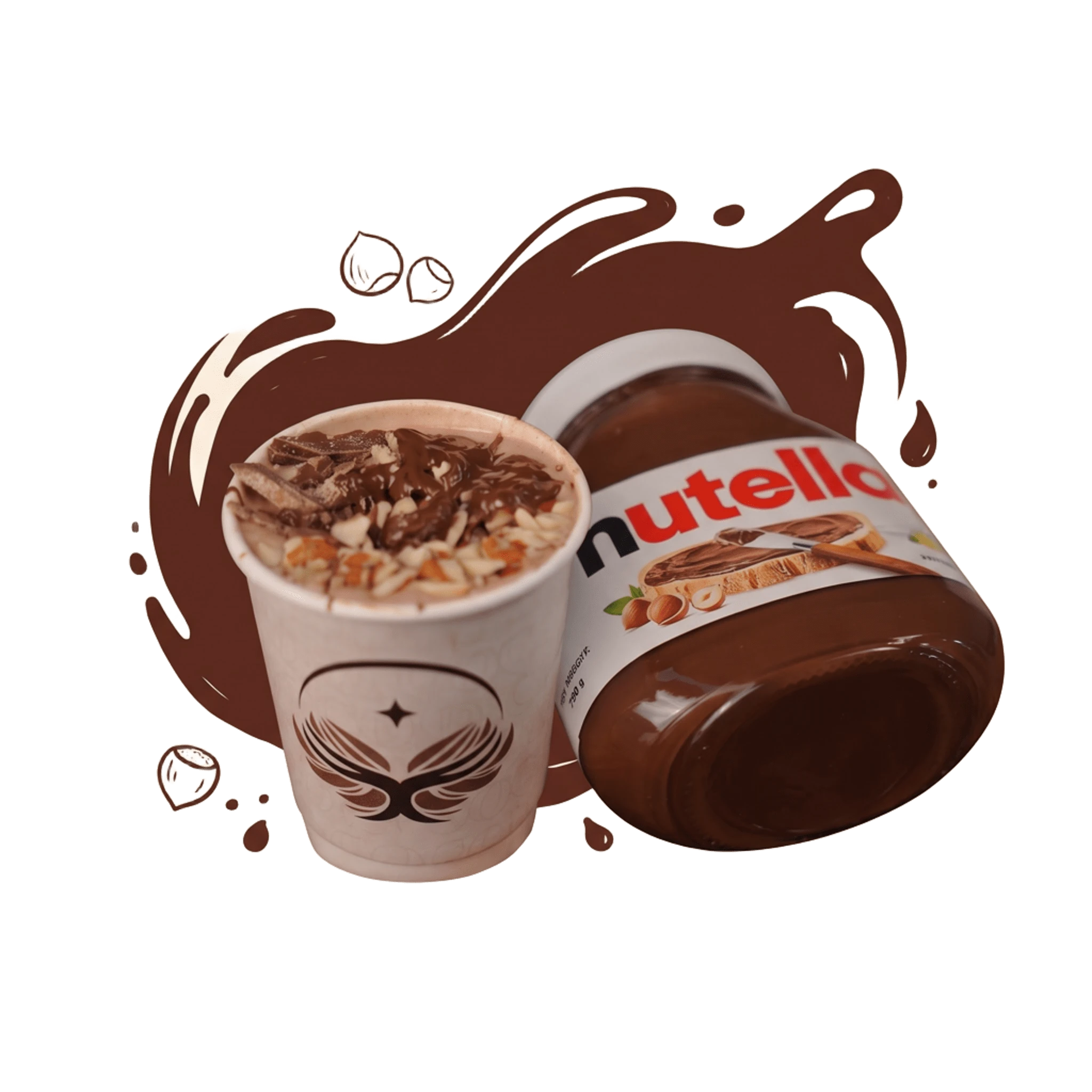 Nutty Nutella Crunch shake with slivered almonds and cocoa spread