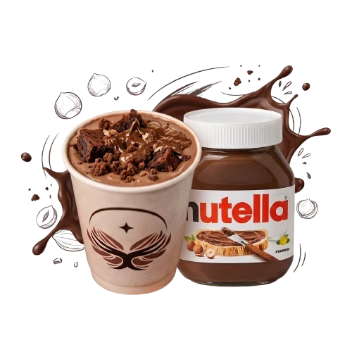 Nutella Brownie Crunch thick shake with dark brownie pieces